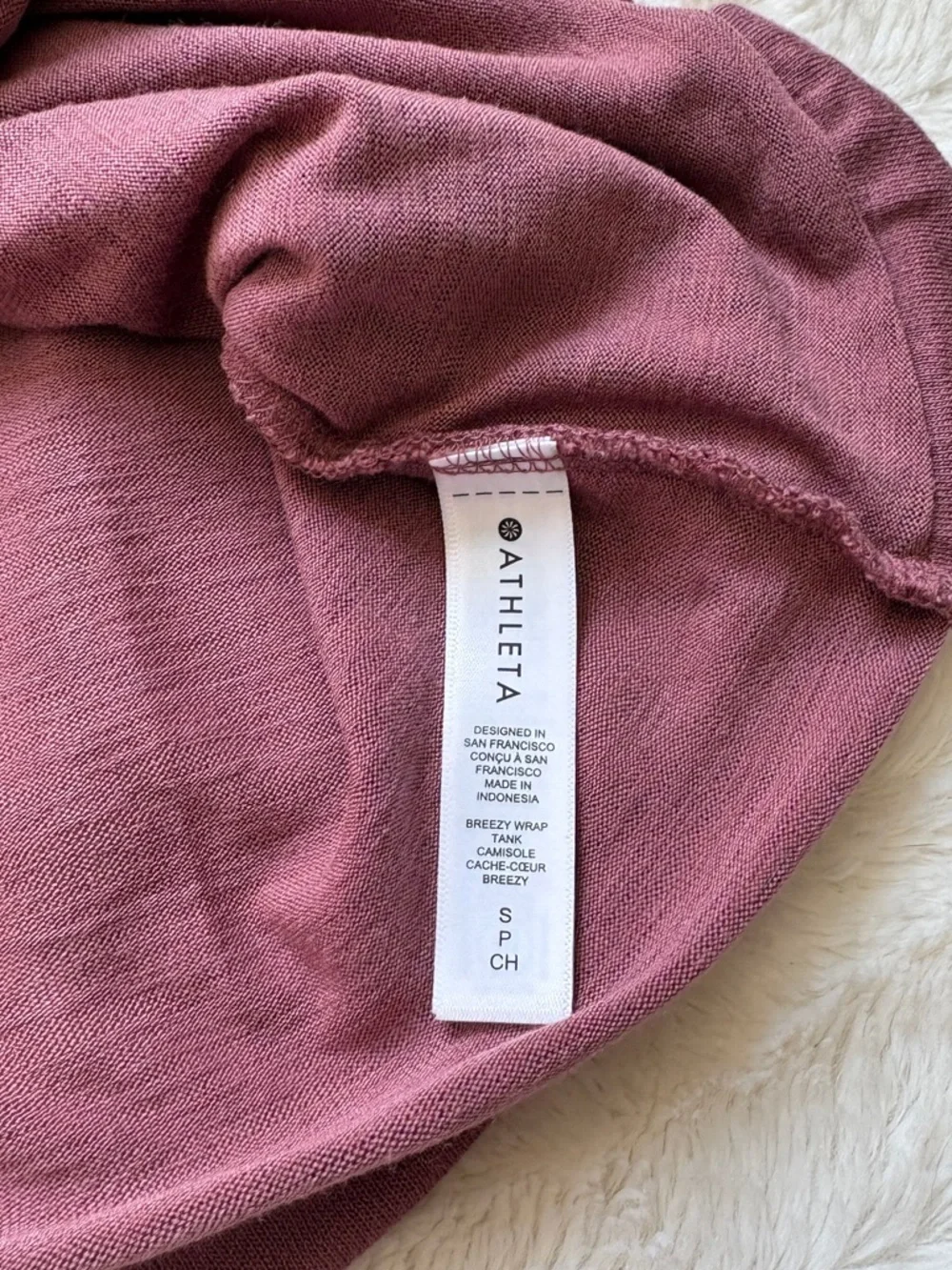 Athleta Breezy Wrap Tank Top in Pink Mauve Size Small | Athleisure Lounge Wear - Picture 5 of 8
